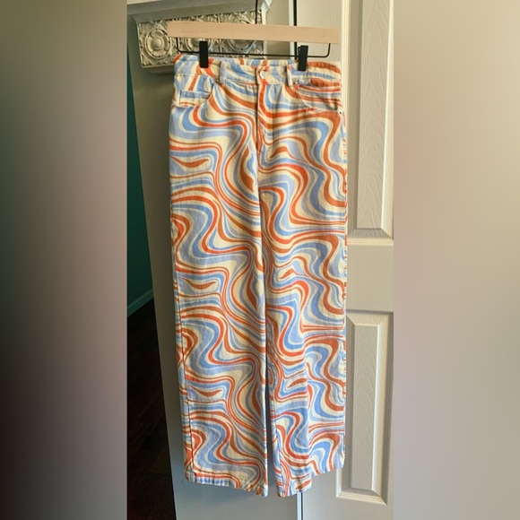 Retro Colorful Swirl Wide Leg Pants - Picture 2 of 9